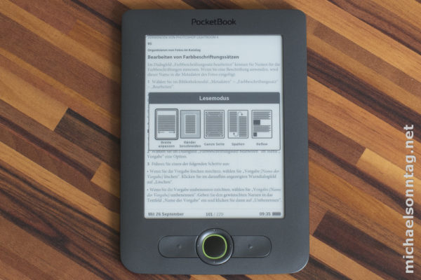 PocketBook 613 - Möglichkeiten ein PDF-Dokument darzustellen