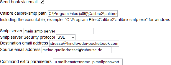 Einstellungen für den E-Mailversand