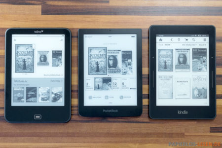 Tolino Vision 2, PocketBook Sense und Kindle Voyage im Vergleich