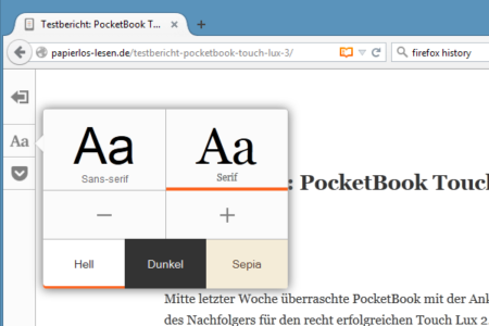 Firefox integriert Leseansicht