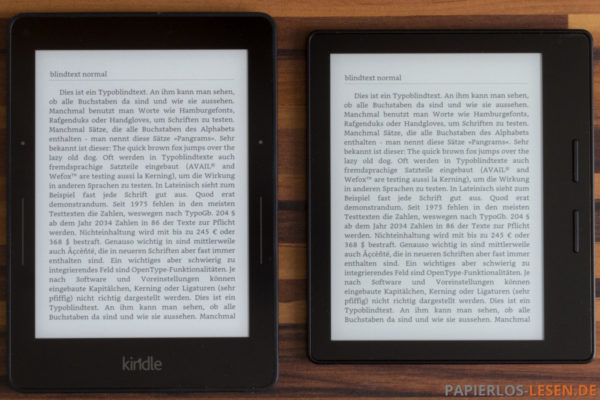 unbeleuchtete Bildschirme Kindle Voyage (links) und Kindle Oasis (rechts)