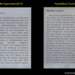 Displayvergleich bei maximaler Helligkeit: Kindle Paperwhite und PocketBook Touch HD