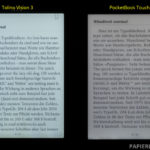 Displayvergleich bei maximaler Helligkeit: Tolino Vision 3 HD und PocketBook Touch HD
