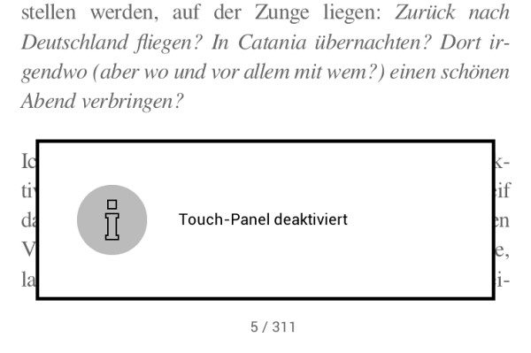 Firmware 5.20: Bestätigung, dass der Touchbildschirm deaktiviert wurde