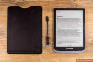 PocketBook Inkpad 3 Pro mit Einschubhülle und Audioadapter