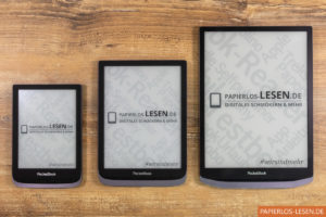 Von links: PocketBook Touch HD 3 (6"), Inkpad 3 Pro (7,8"), Inkpad X (10,3")