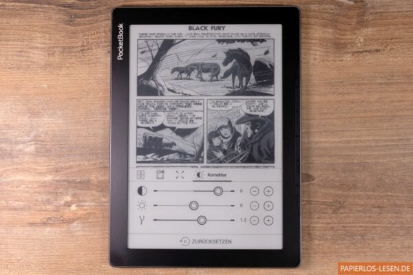 PocketBook Inkpad Lite: Helligkeitseinstellungen im Comic