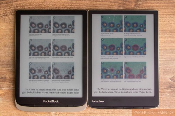 Darstellung einer Grafik auf dem Inkpad Color (links) und dem Inkpad Color 2 (rechts)