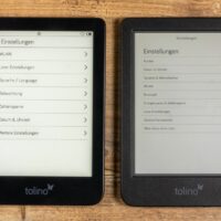 Vergleich der Einstellungen (links: Tolino Shine 4 mit alter Firmware; rechts Tolino Shine Color mit neuer Firmware)